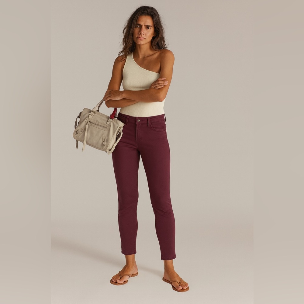 BurgundyStretch Skinny Jeans | Viscose Blend | Holiday Ready - Picture 5 of 6